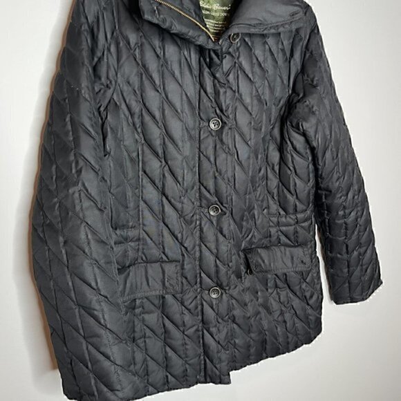 Eddie Bauer black quilted goose down jacket - Picture 2 of 4